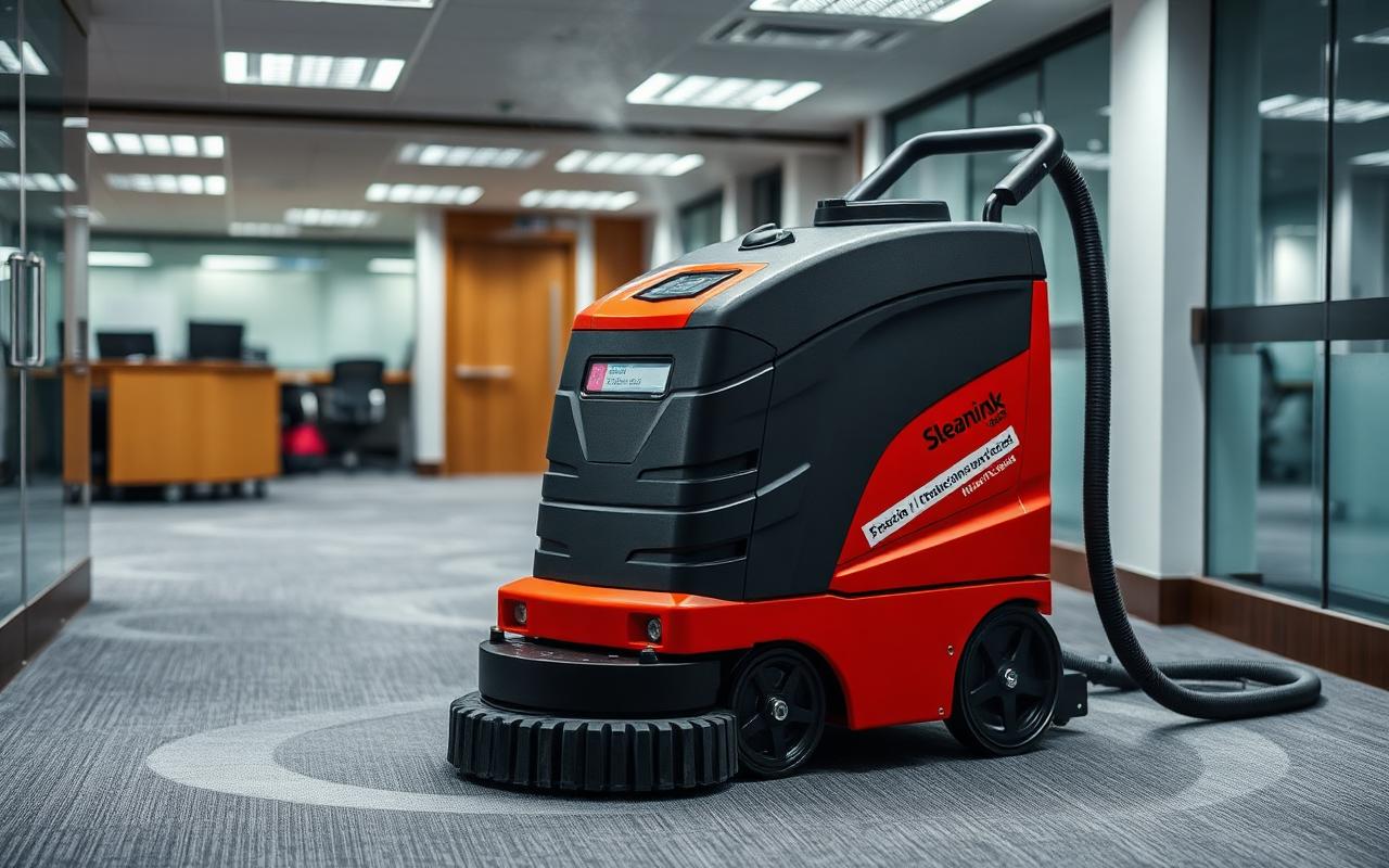 Commercial steam cleaning equipment on carpet